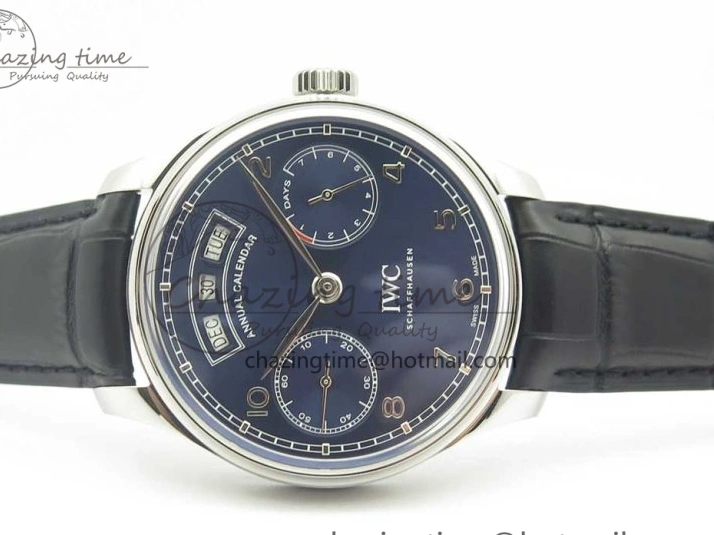 MIROTIME 0316 Portuguese Real PR Real Annual Calendar IW503502 ZF 1:1 Best Edition Blue Dial on Black Leather Strap A Breathable 7152